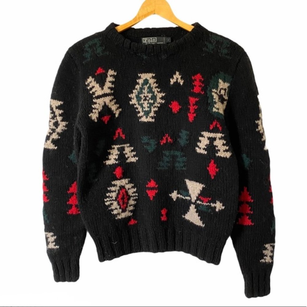 RARE VINTAGE Polo Ralph Lauren Aztec Wool Sweater